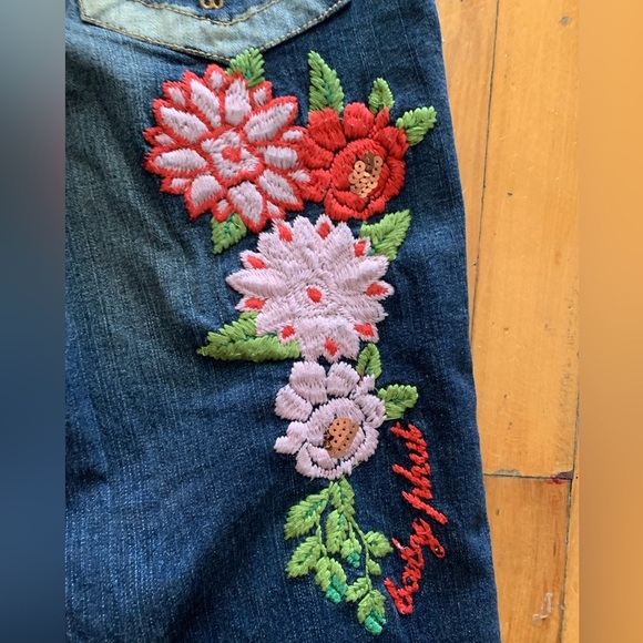 Vintage y2k baby phat nwt Embroidered Floral Blue flare
 Jeans low waisted boho - Picture 3 of 14
